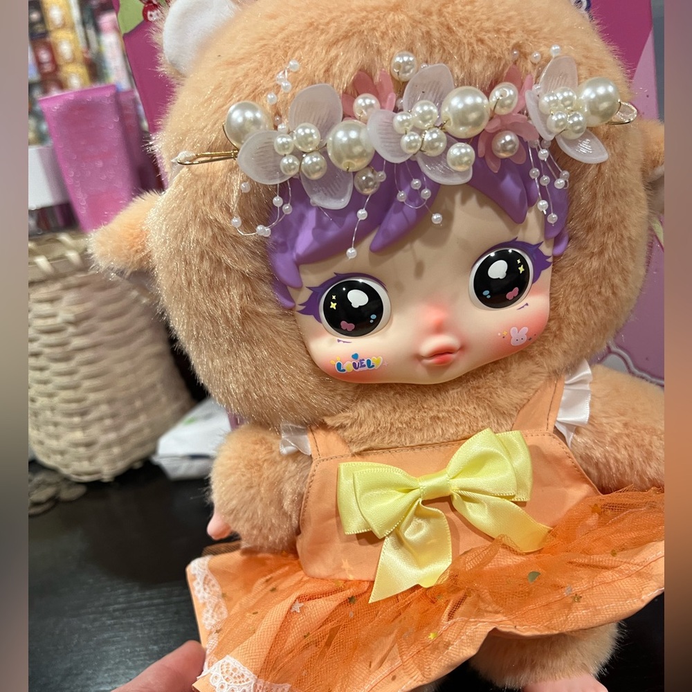 Amy ai mi Adorable Plush Doll with Purple Hair and Orange Dress open confirmed